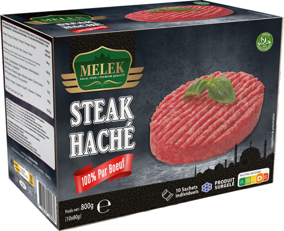 Steak haché pur bœuf Din'Halal 800g surgelé halal